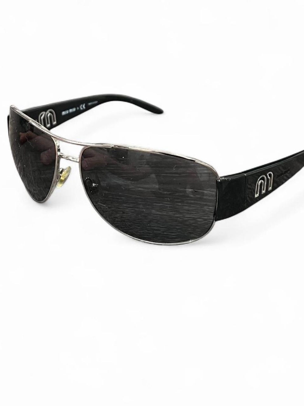 MIU MIU Aviator Sunglasses Black Logo Cutout Frame SMU63H Shades